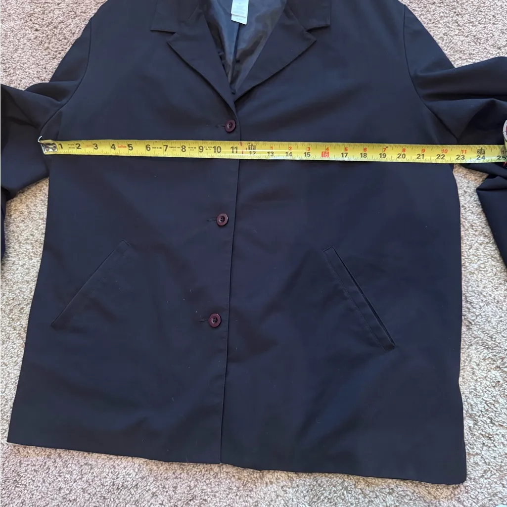 Liz Claiborne LizSport Black Trench Coat XL Quiet Luxury Old Money Classic Work - Image 8