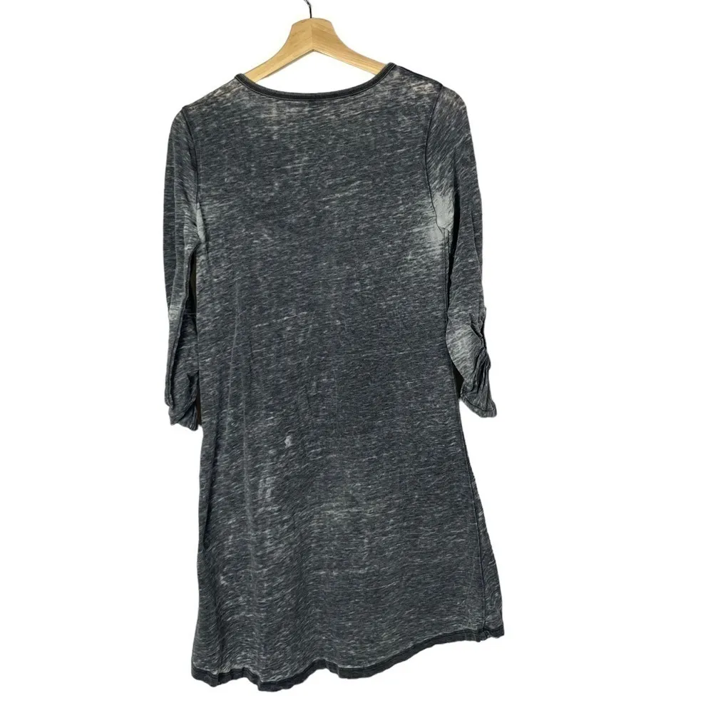Z Supply Light Gray Symphony Long Sleeve Burnout T-Shirt Dress S - Image 3