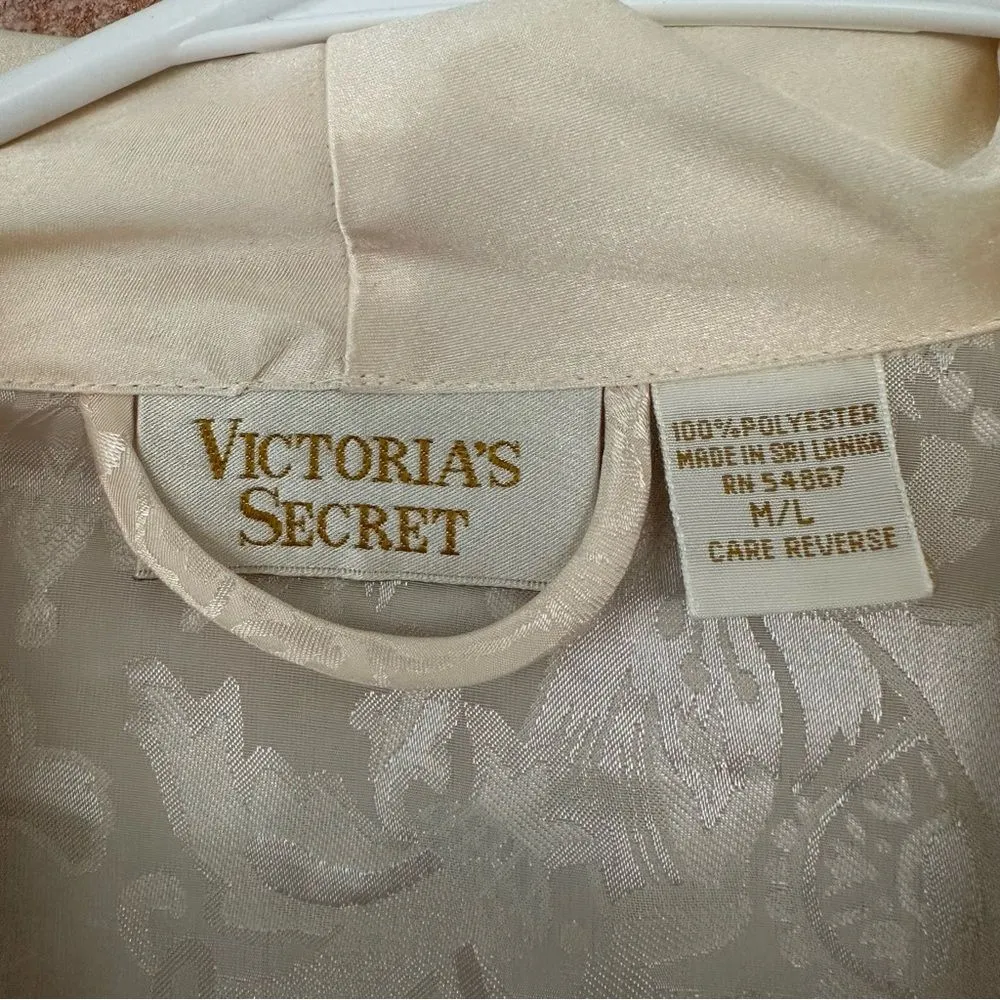 Vintage Victoria’s Secret Gold Label Robe Gown Set Ivory Bridal Women’s Large - Image 8