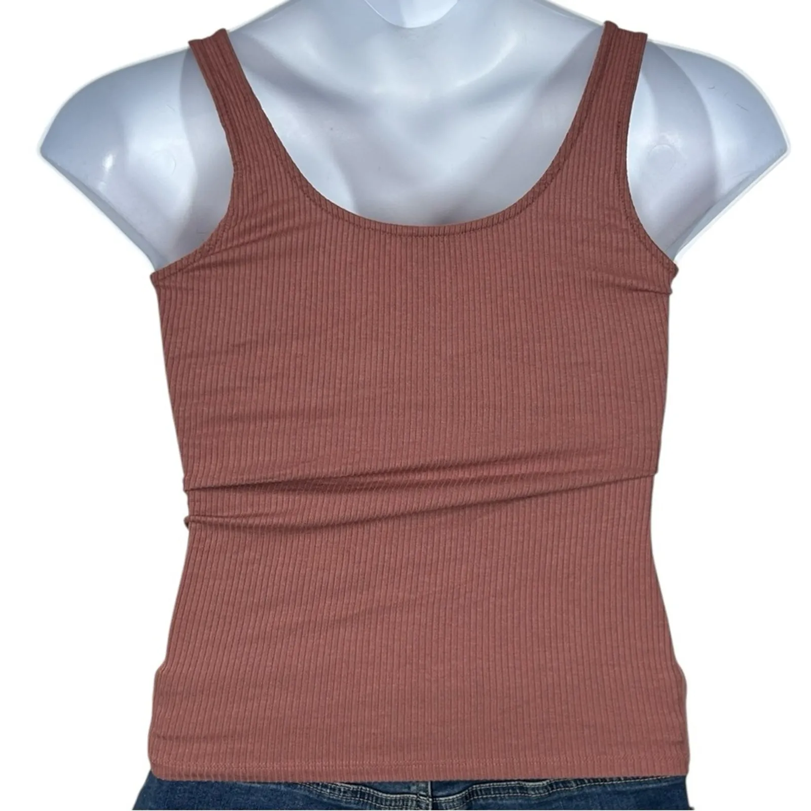 Aeropostale Mauve Ribbed Lace Up Crop Tank Top Grommet Front Size S - Image 6