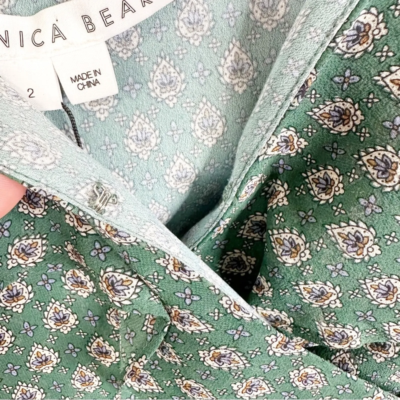 NEW Veronica Beard Size 2 Randa Silk Ruffle Top in Seaglass Multi - Image 6