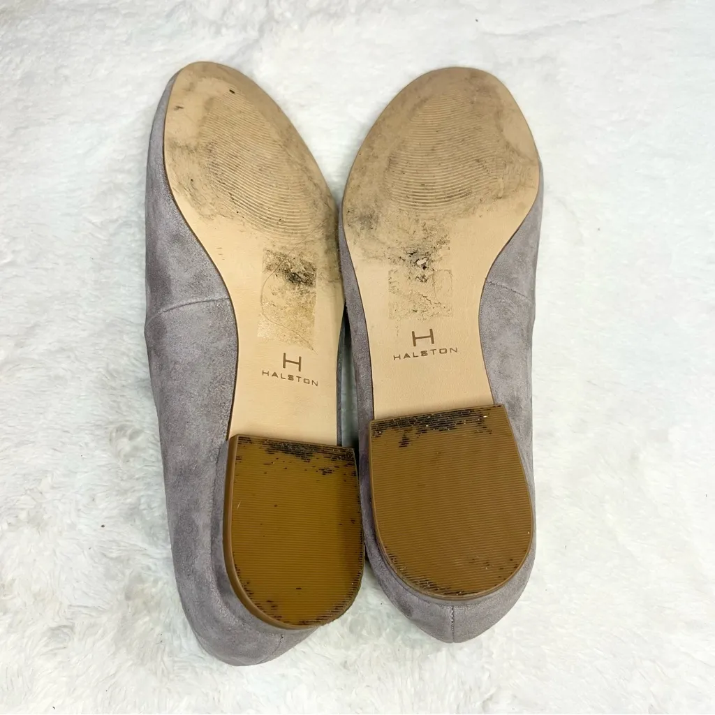 Halston Taupe Gray Suede Leather Linda Flats Size 7 Low Heel Ballet Shoes Office - Image 13