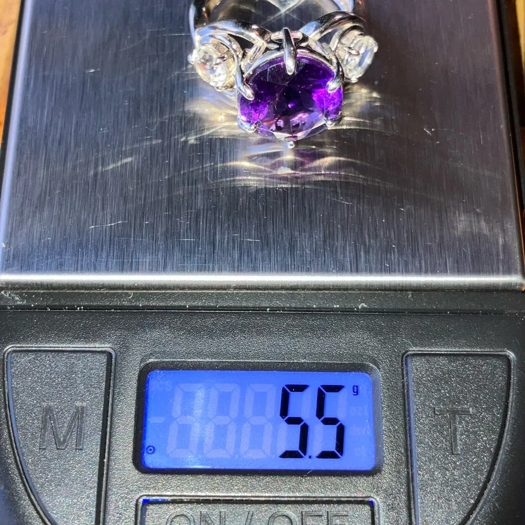 Natural African Amethyst Sterling Silver Cocktail Ring Size 7 - Image 8