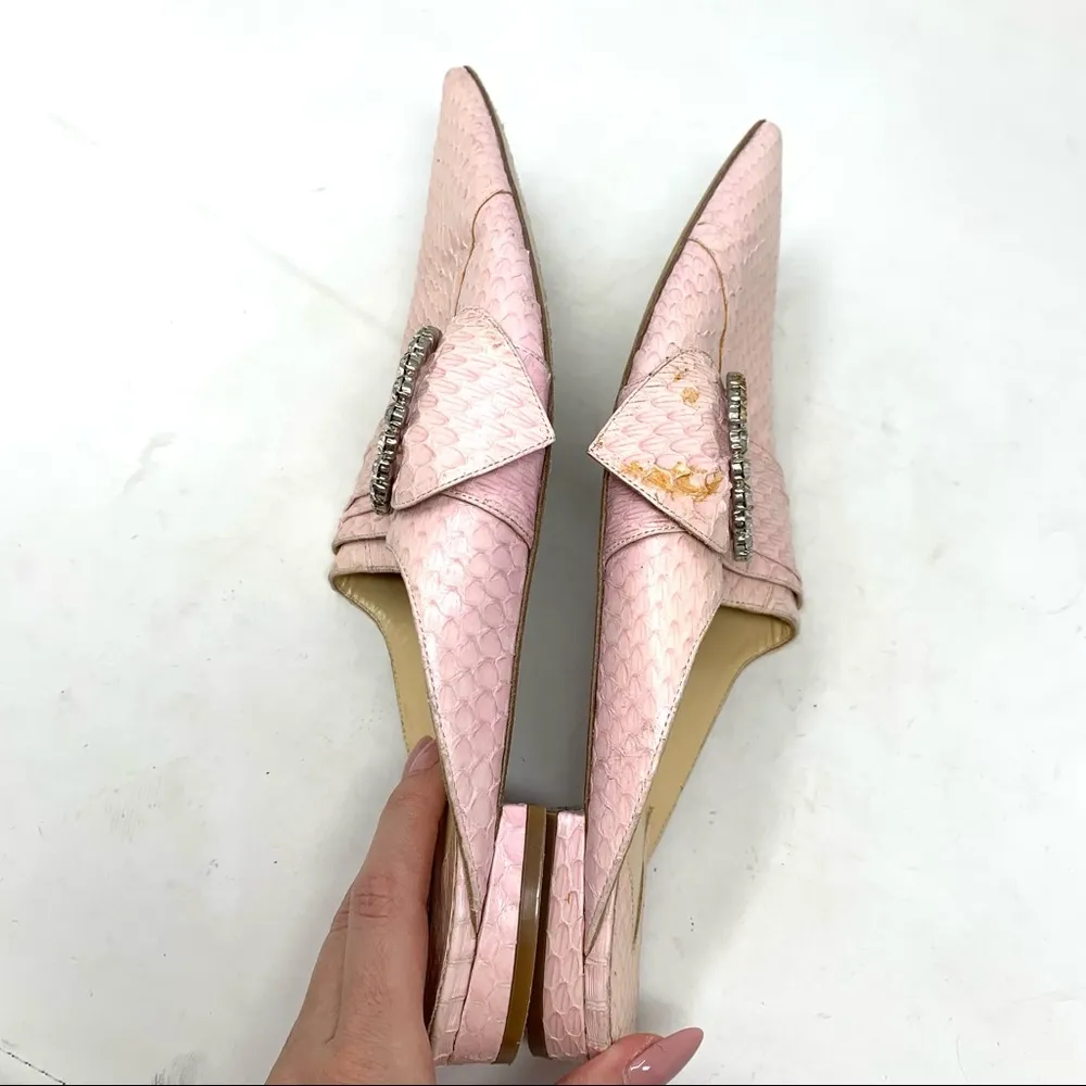 Liudmila python leather pink pointed toe mules loafers size 40 - Image 7