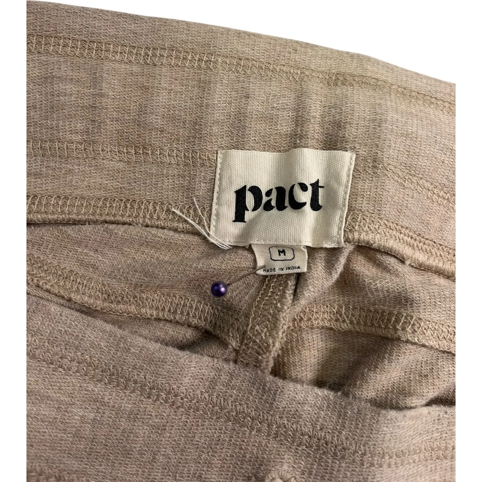 Pact Sweatpants Womens Medium Tan Lounge Organic Cotton Casual Sustainable - Image 3