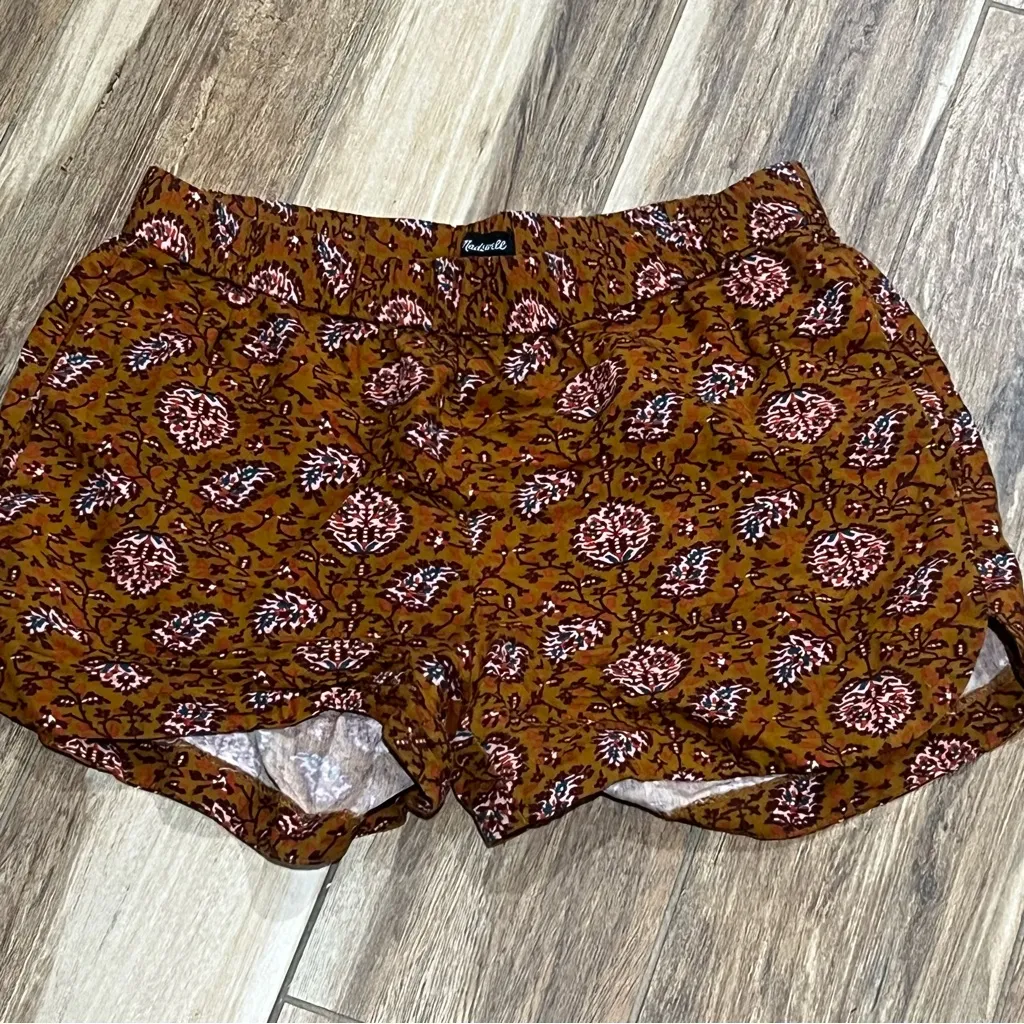 Madewell Drapey Pull On Shorts Warm Paisley Brown Small - Image 3