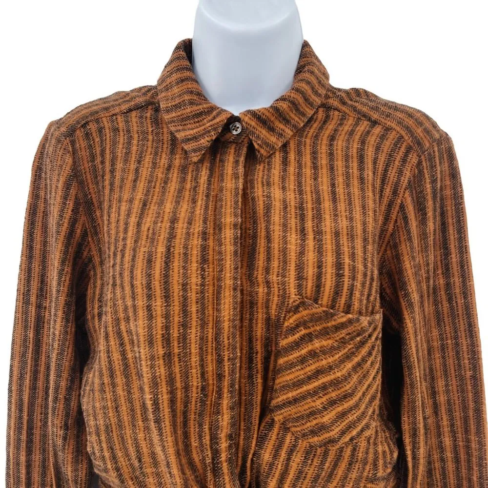 Free People Lust for Life Striped Long Sleeve Twist Crop Top Shirt Medium - Image 7