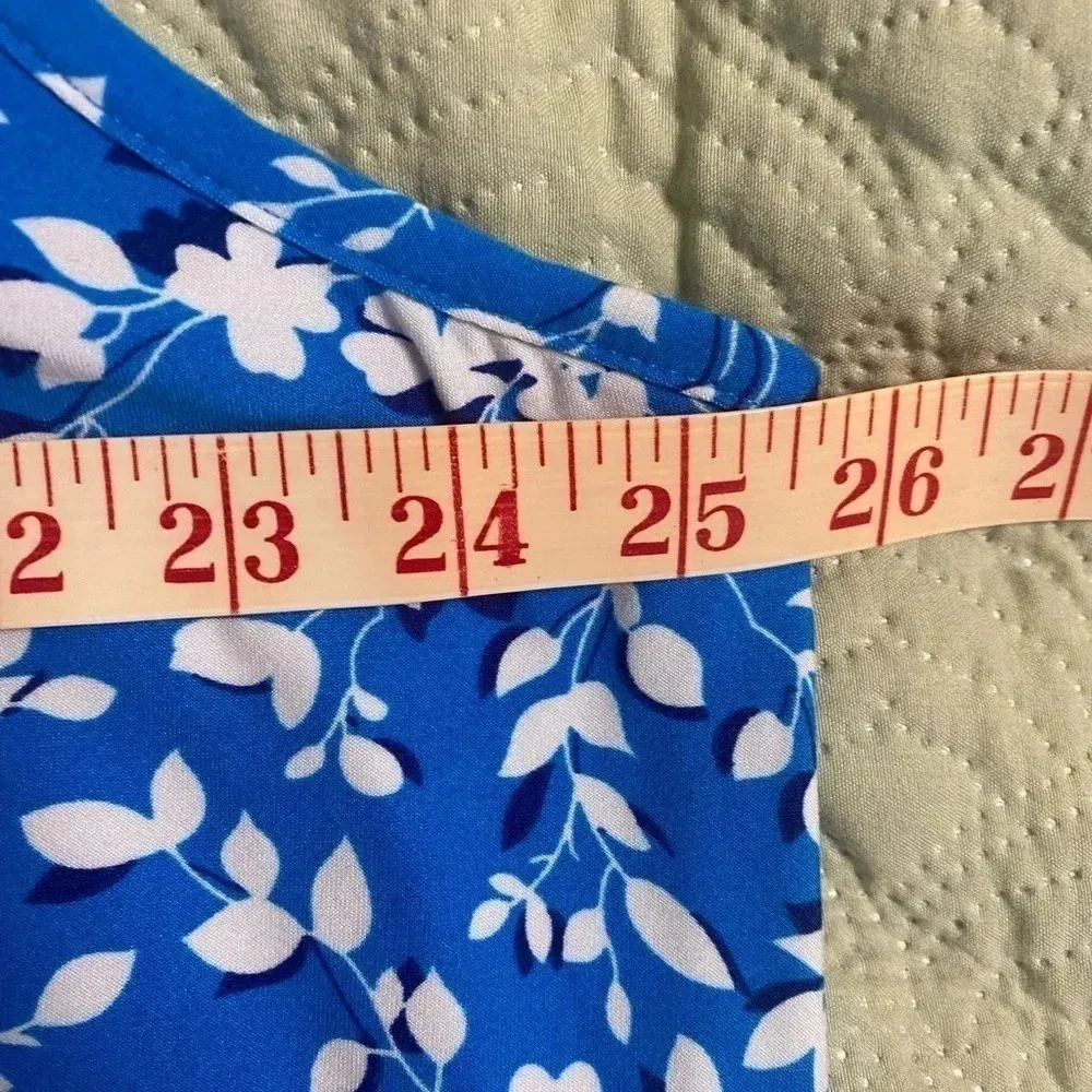 Draper James Floral Ruffle Hem Dress Blue White Size XXL Sleeveless Tank - Image 2