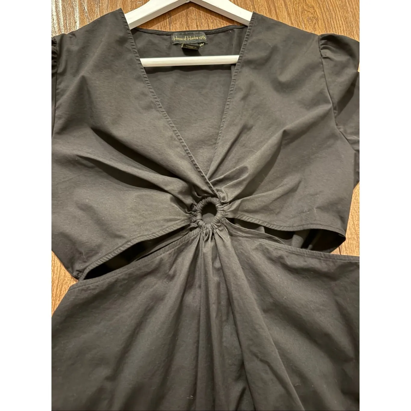 House Of Harlow 1960 black ORing cutout dress size large - Image 9