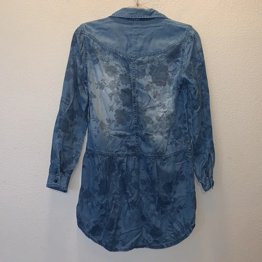American Eagle  Outfitters blue floral denim long sleeve mini dress - Image 5