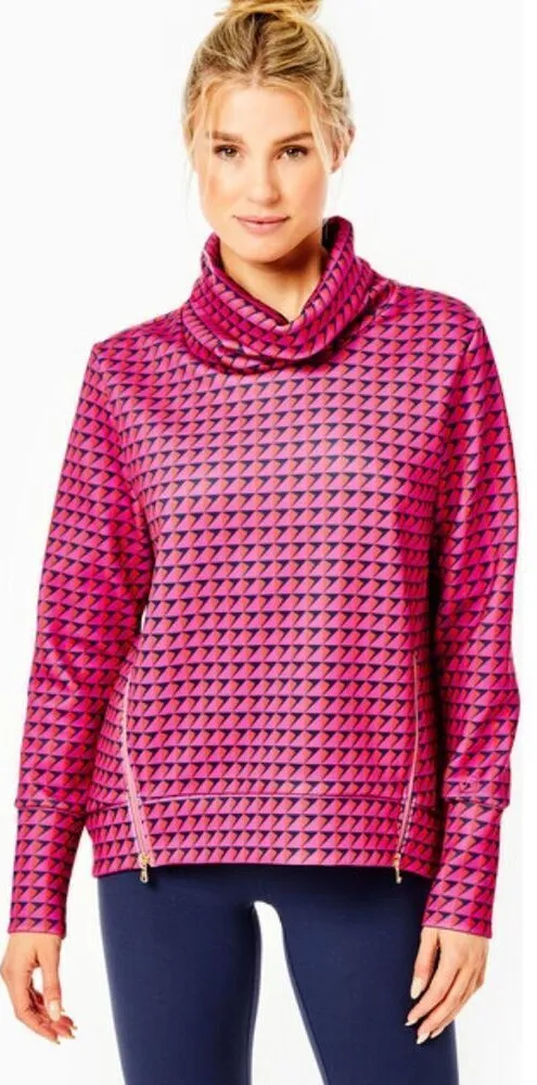 ADDISON BAY Women's Everyday Turtleneck Pullover Berry Mod Geo Size Small NWT $1 - Image 1