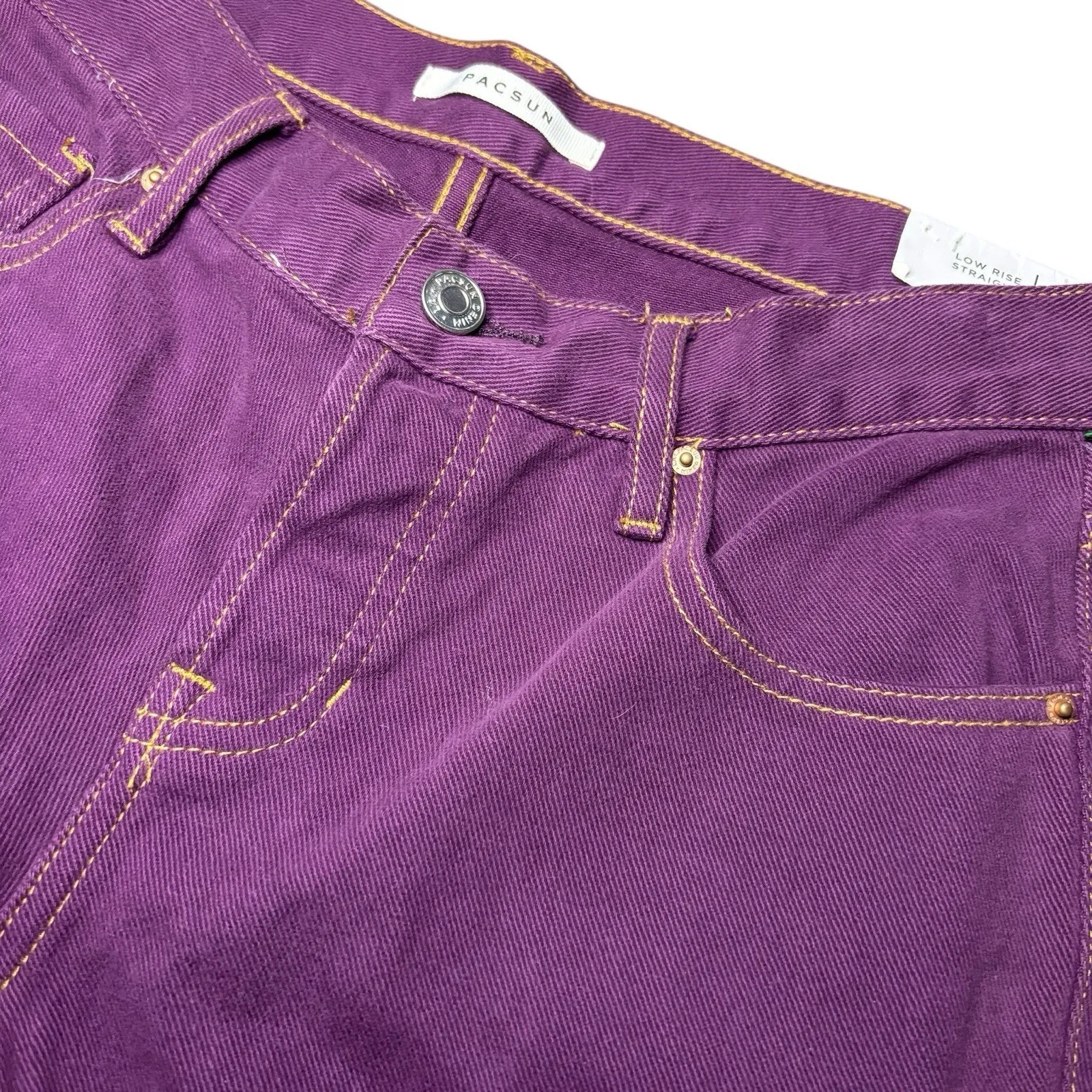 Pacsun Women's Size 27 Jeans Purple Denim Button Fly Low Rise Straight NEW - Image 3
