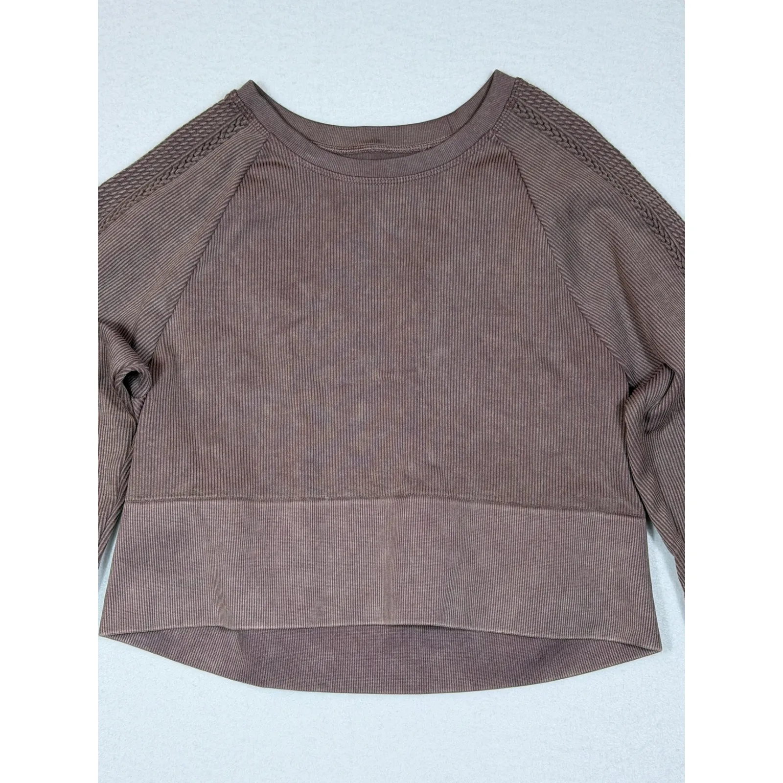 OFFLINE by Aerie Ribbed Long Sleeve Cropped Athletic Top Mauve LG Brown Size undefined - Image 2