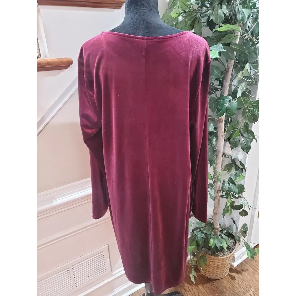 FOREVER 21 Womens Red Polyester Round Neck Long Sleeve Knee Length Dress Size 3X - Image 7