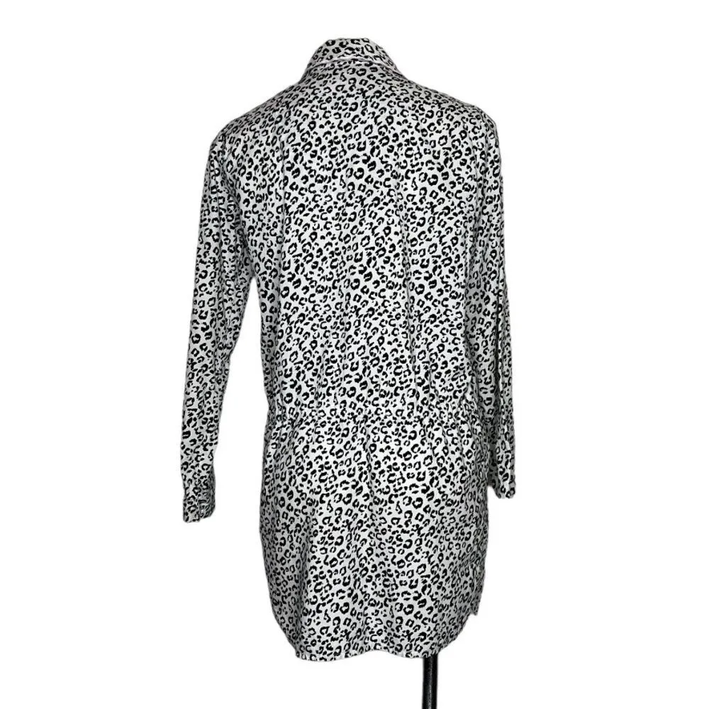 VICTORIAS SECRET WHITE Leopard Print Cotton Robe Anorak Tie Front Size Small - Image 5
