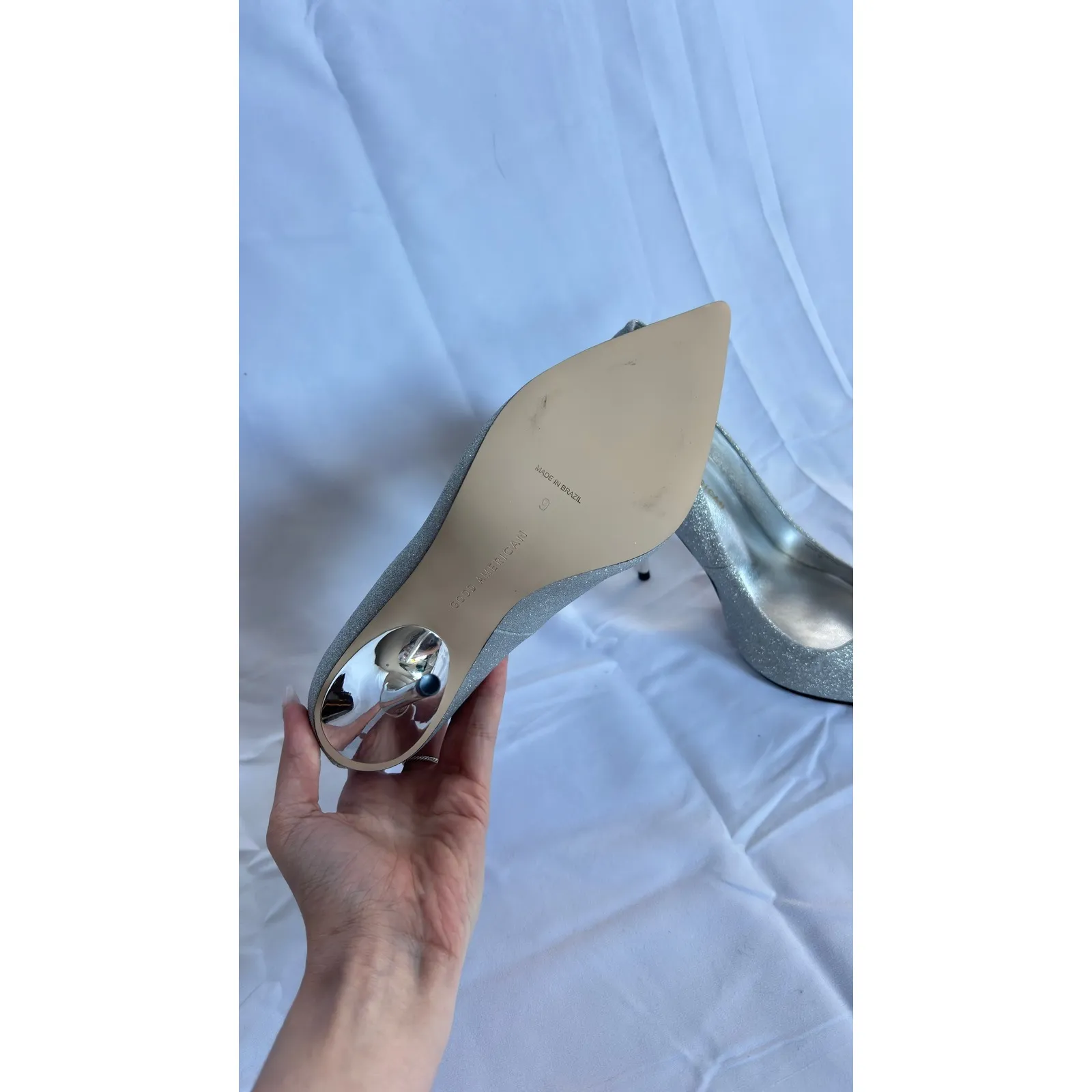 $198 NWOT Good American Glitter Stiletto Heels Pointed Women's Designer Shoes - Image 9