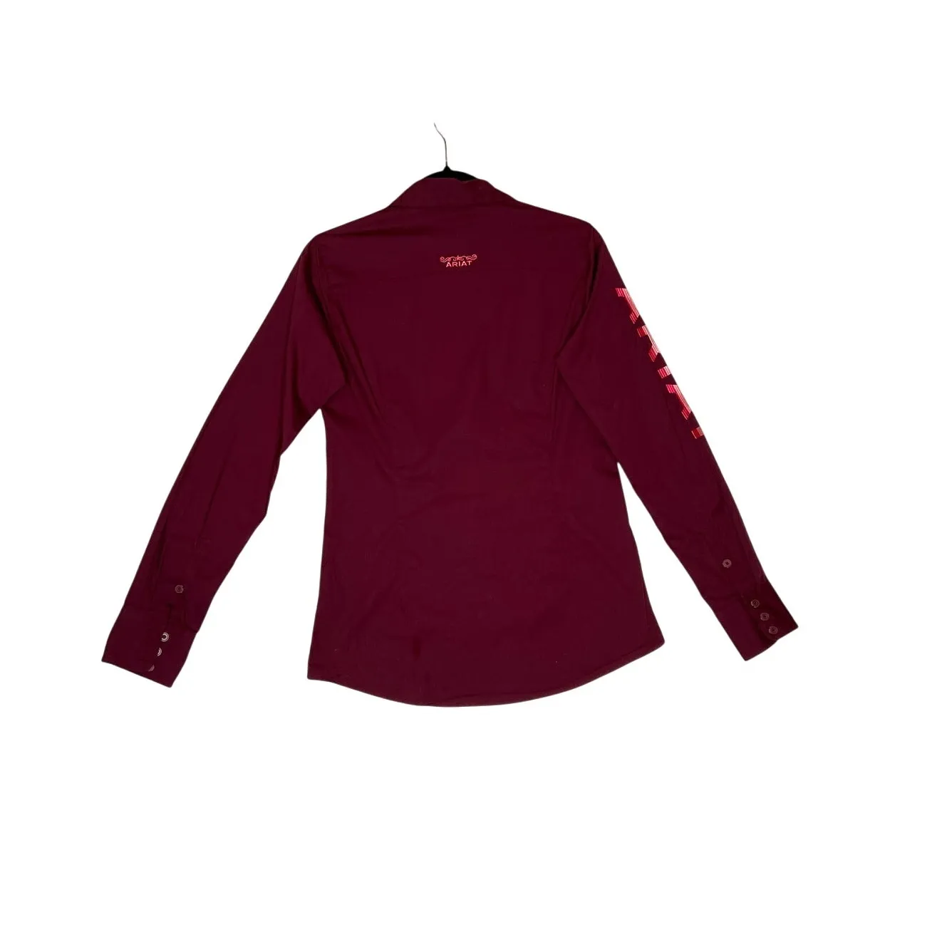 ￼Ariat size S Team Kirby Stretch LS shirt button up burgundy, rodeos cowgirl - Image 4