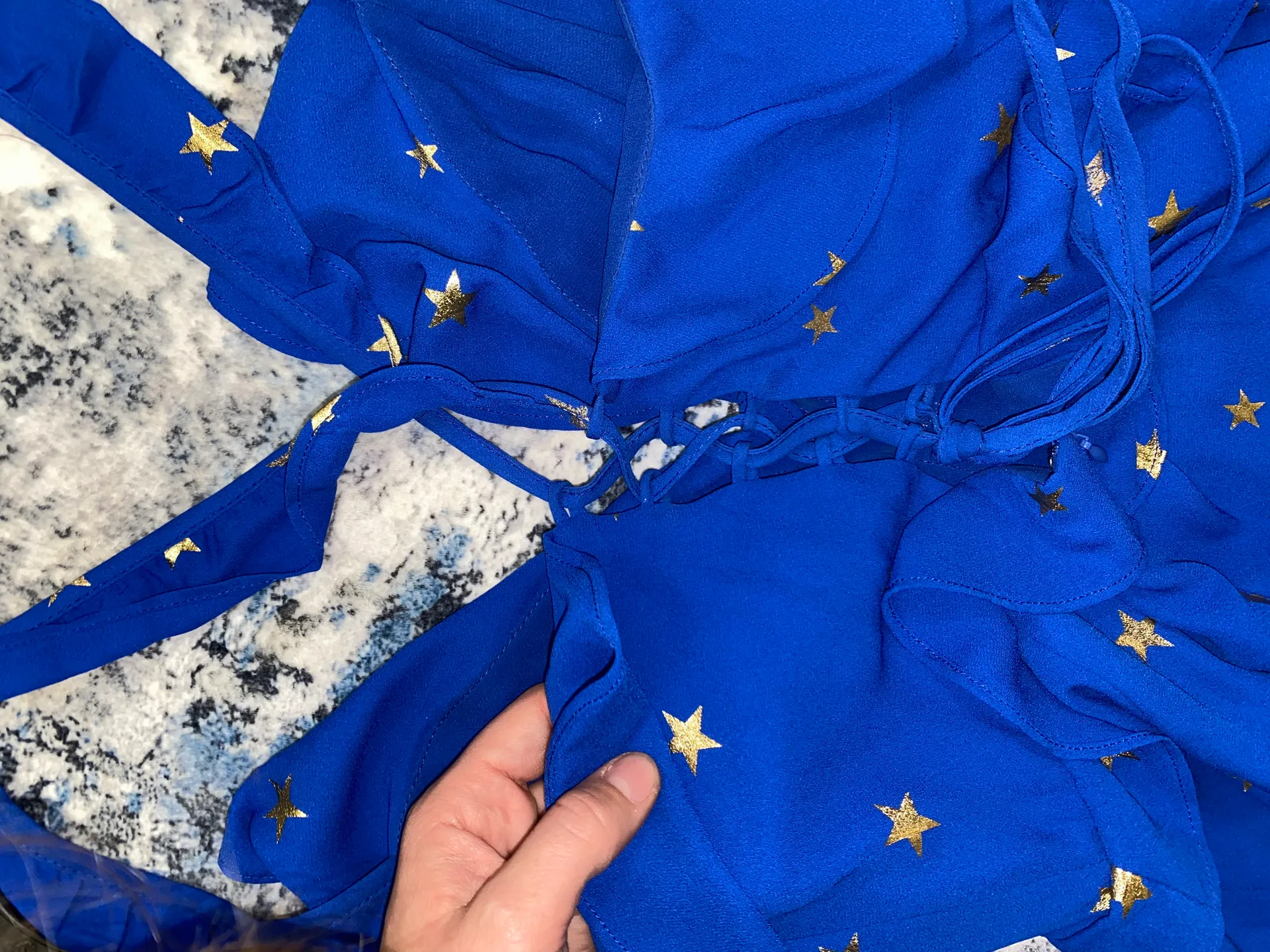 Blue And Gold Star Minidress Size M - Image 4