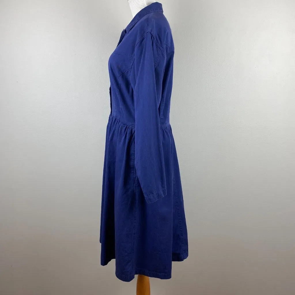 Gitano Dress Large Navy Blue Pearl Snap Denim Western Long Sleeve A - Image 8