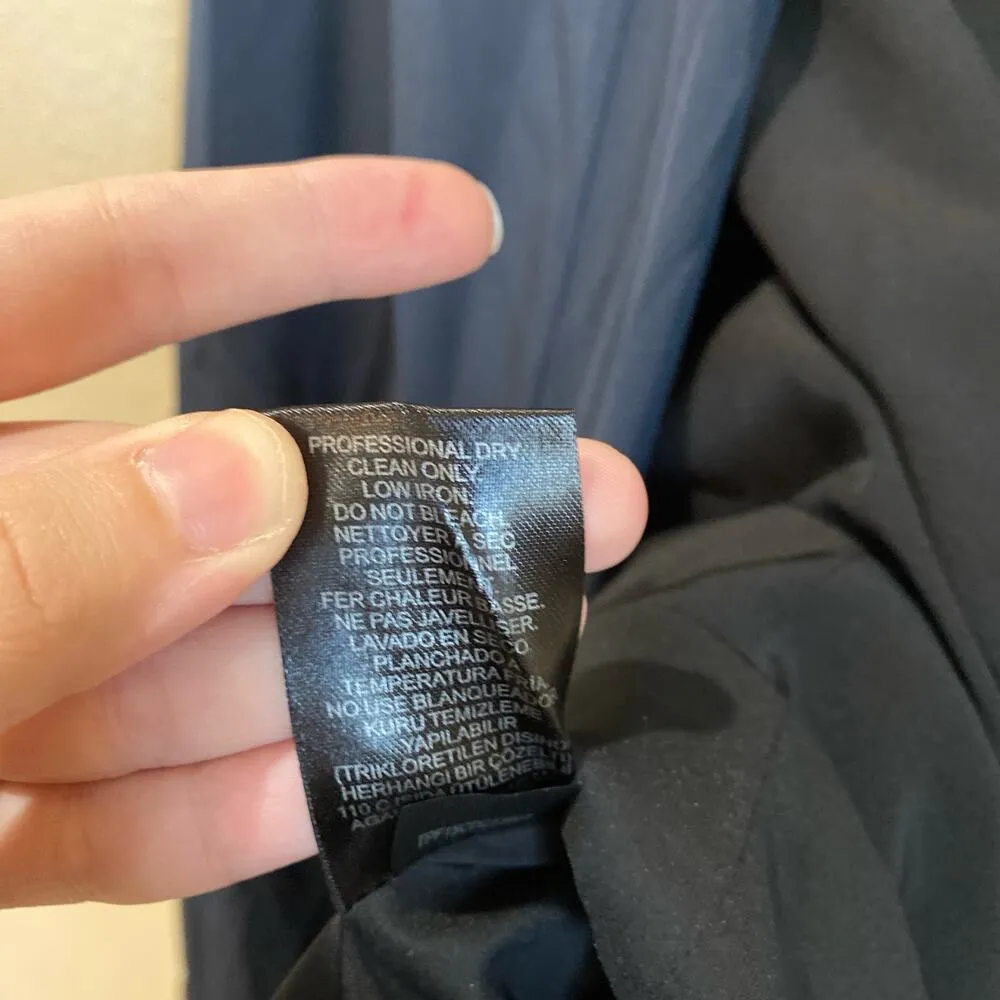 TIBI Strapless Towel Dress Navy Silk Size 2 Chic Effortless Drape Front - Image 12