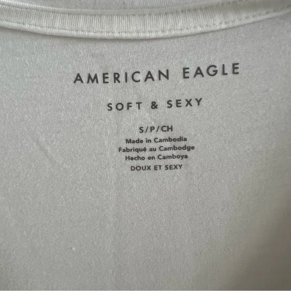 American Eagle White V Neck Soft and Sexy Oversized Slouchy Top Shirt Small - Image 3