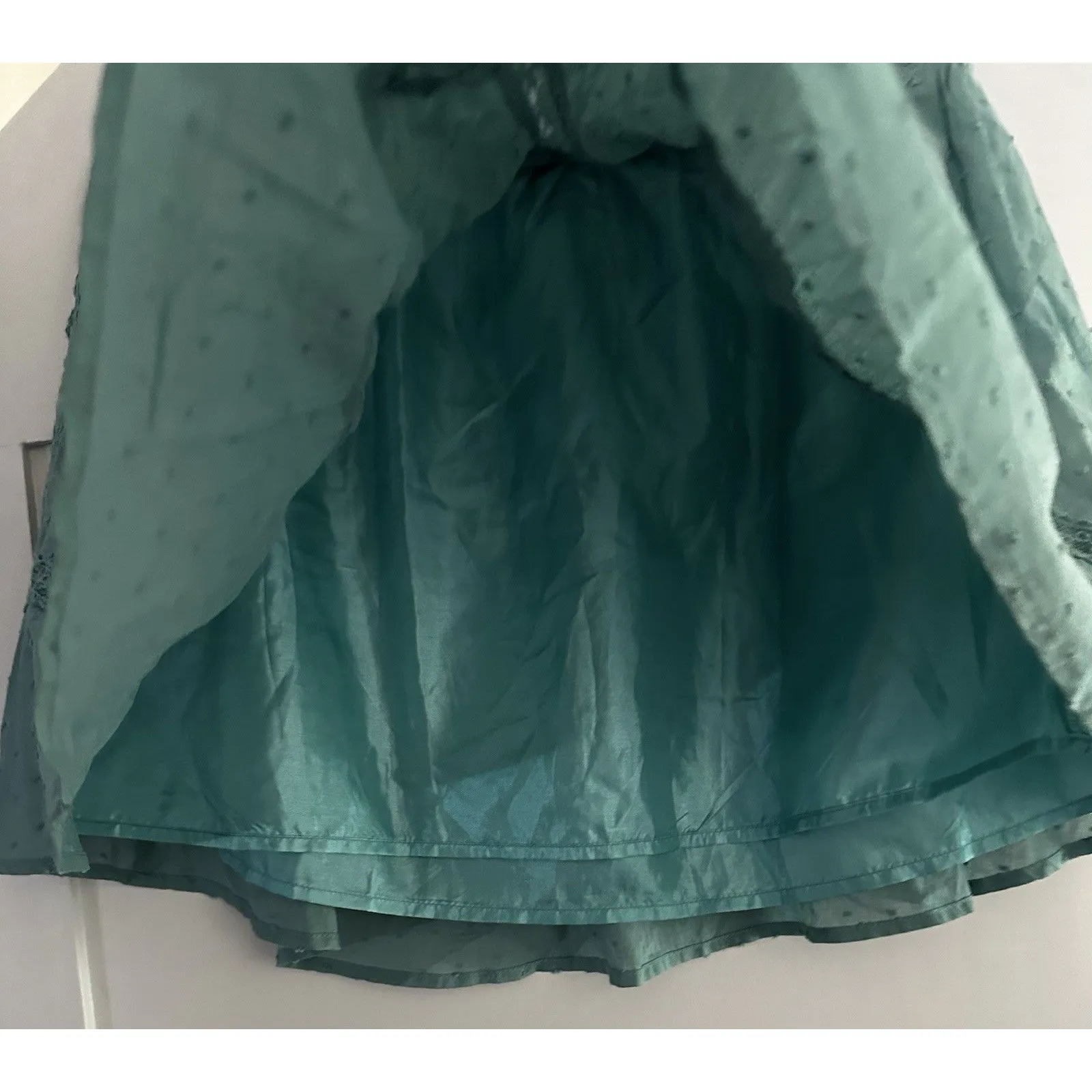 Vintage Wet Seal Micro Mini Skirt Teal Lace Ruffle Lined Size XL Whimsigoth Y2K - Image 4