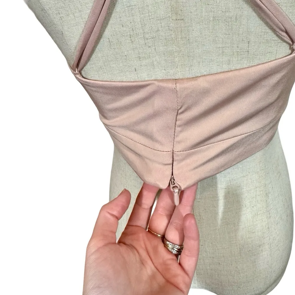 House of CB Sirena Criss Cross Crop Top in Blush Pink - Image 10