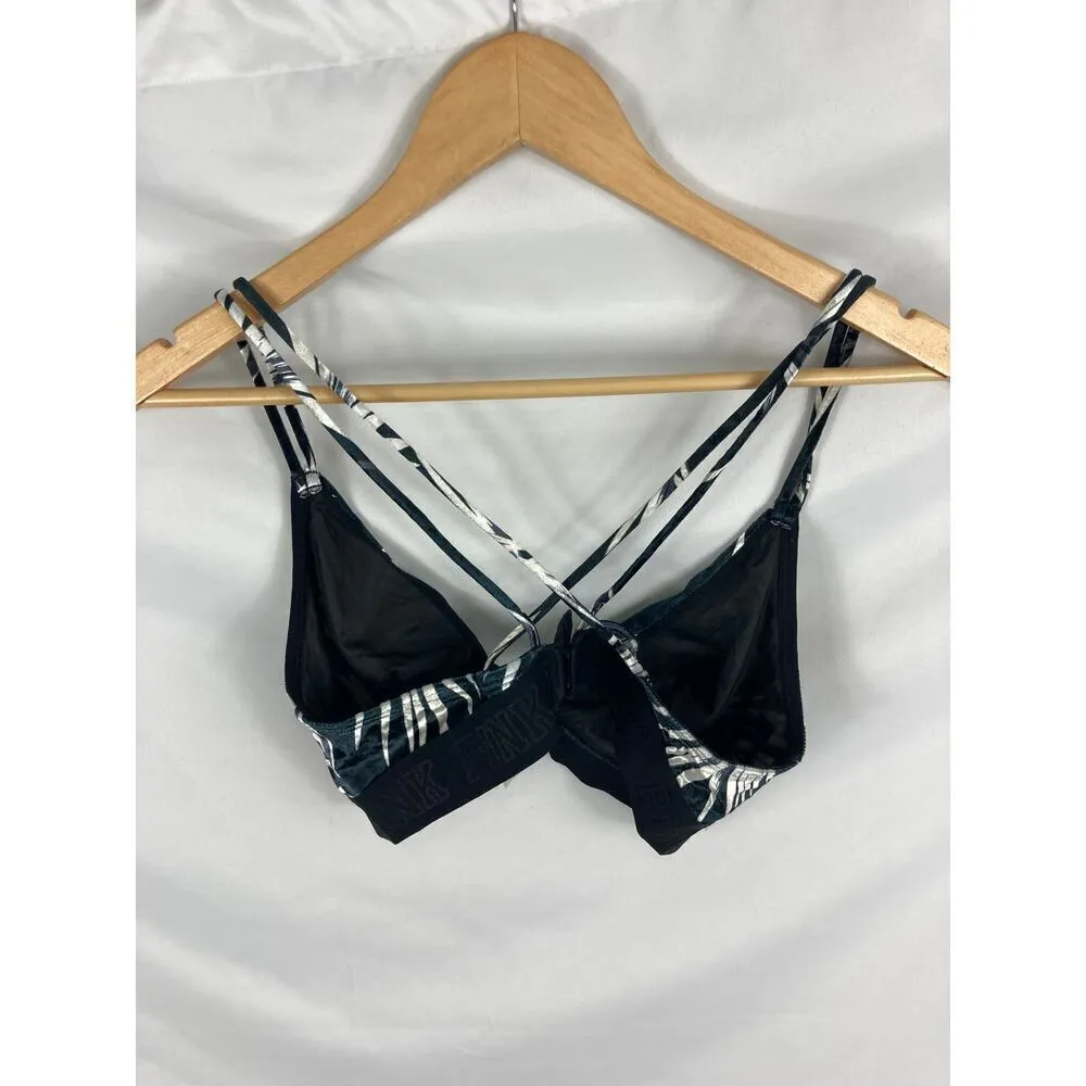 Victorias Secret PINK Palm Leaf Velour Strappy Bralette Size Large - Image 6