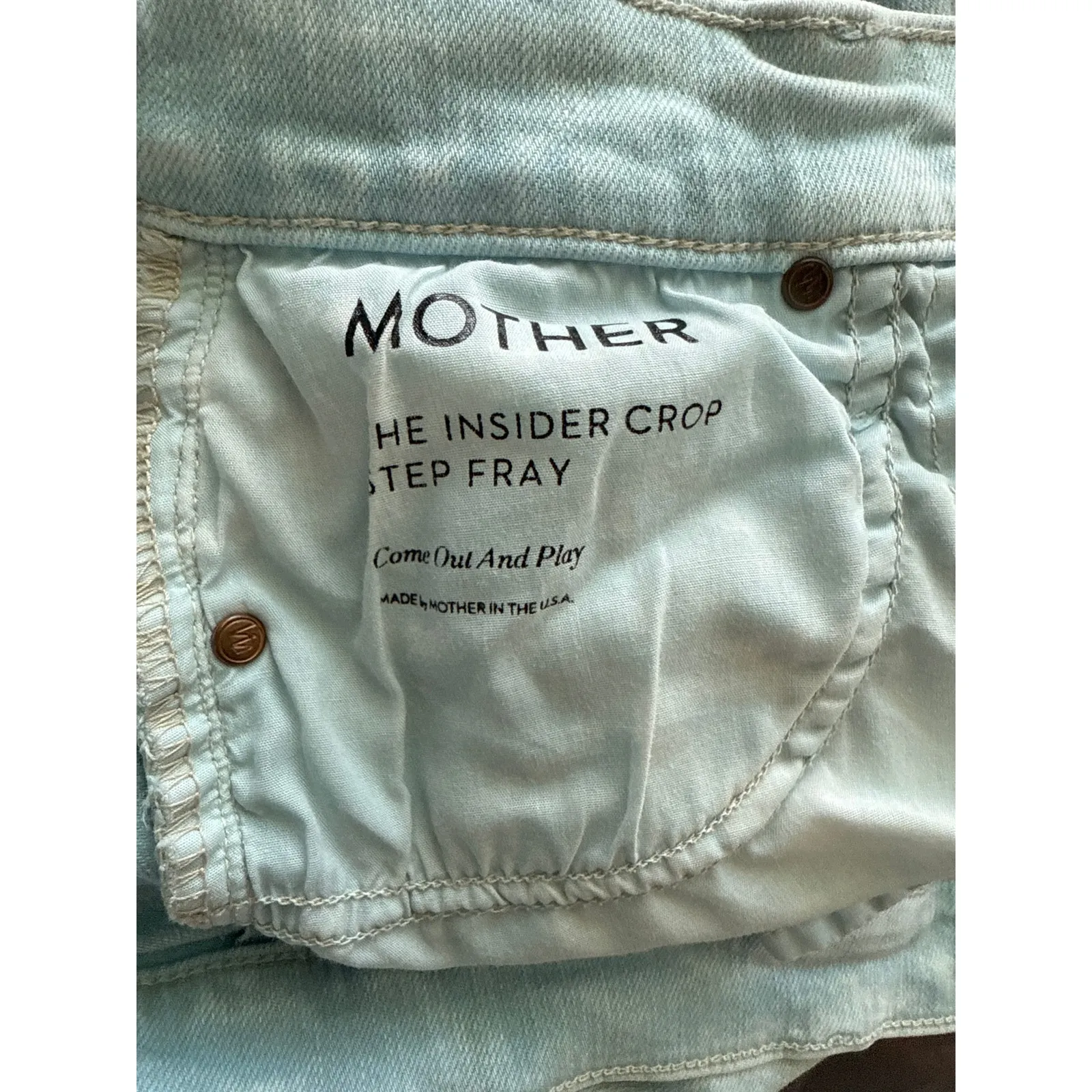 Mother The Insider Crop Step Fray Aquatic Come Out And Play Size 24 Blue - Image 10