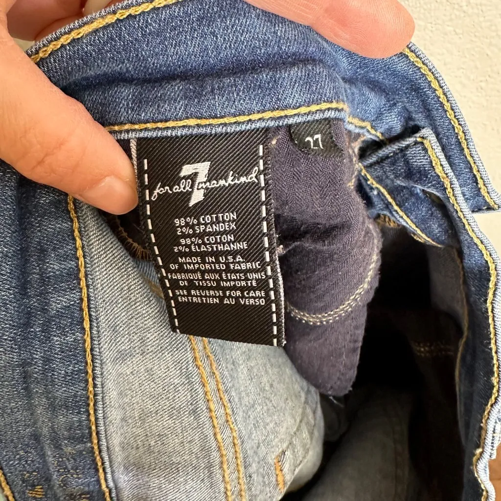 7 For All Mankind Raw Hem Ankle Skinny Jeans Size 27 Medium Wash Mid Rise - Image 9