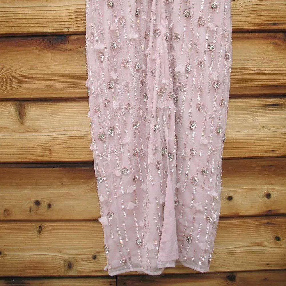 MAC DUGGAL 94117 Pink Cap Sleeve Column Midi Dress With Floral Beading - Image 14