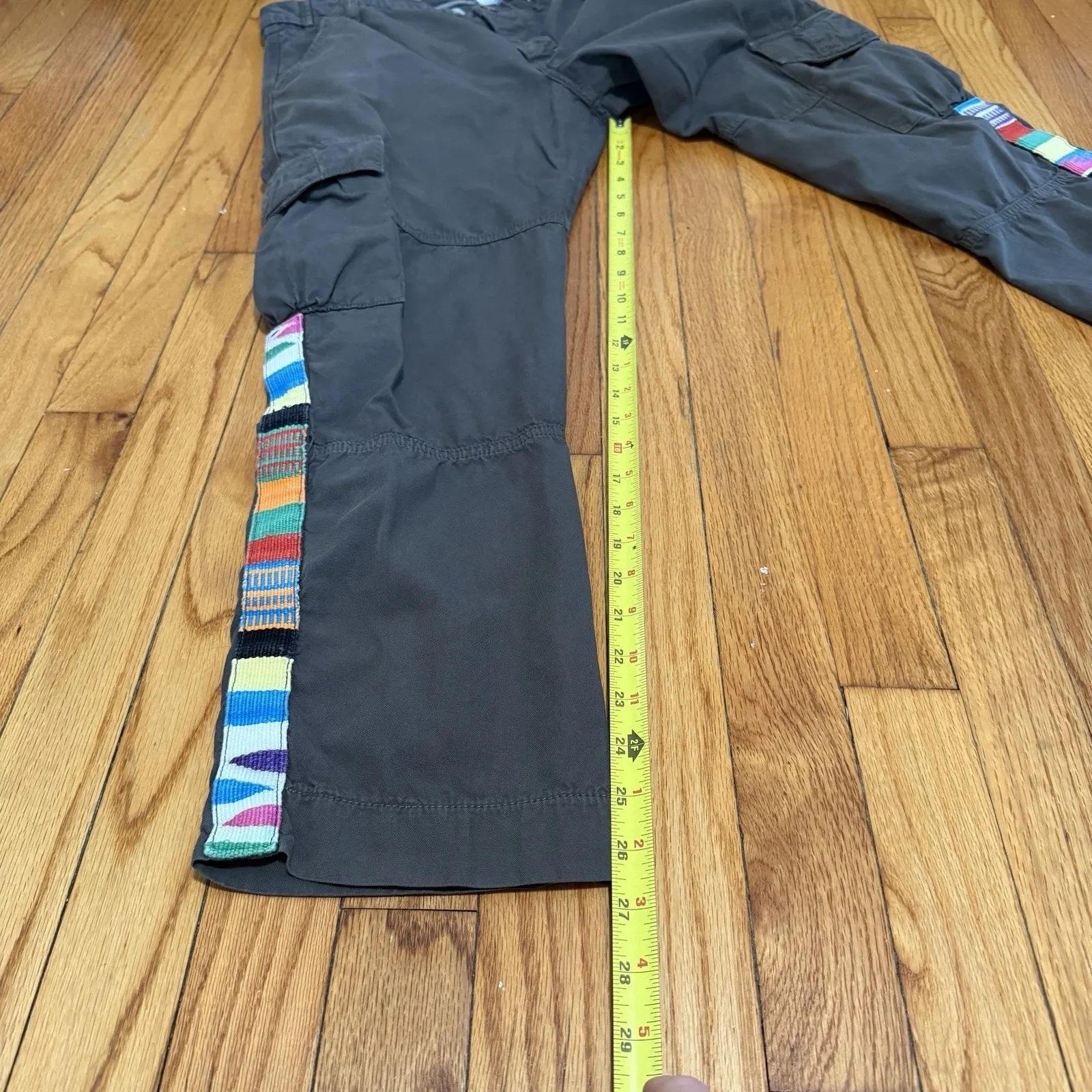 NSF‎ Basquiat Green Cargo Cotton Pants with Embroidered Side Stripe Size 30 - Image 6