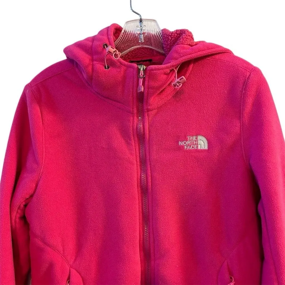 The North Face Women's Pink Sherpa Fleece Hooded Jacket Size M - Image 2