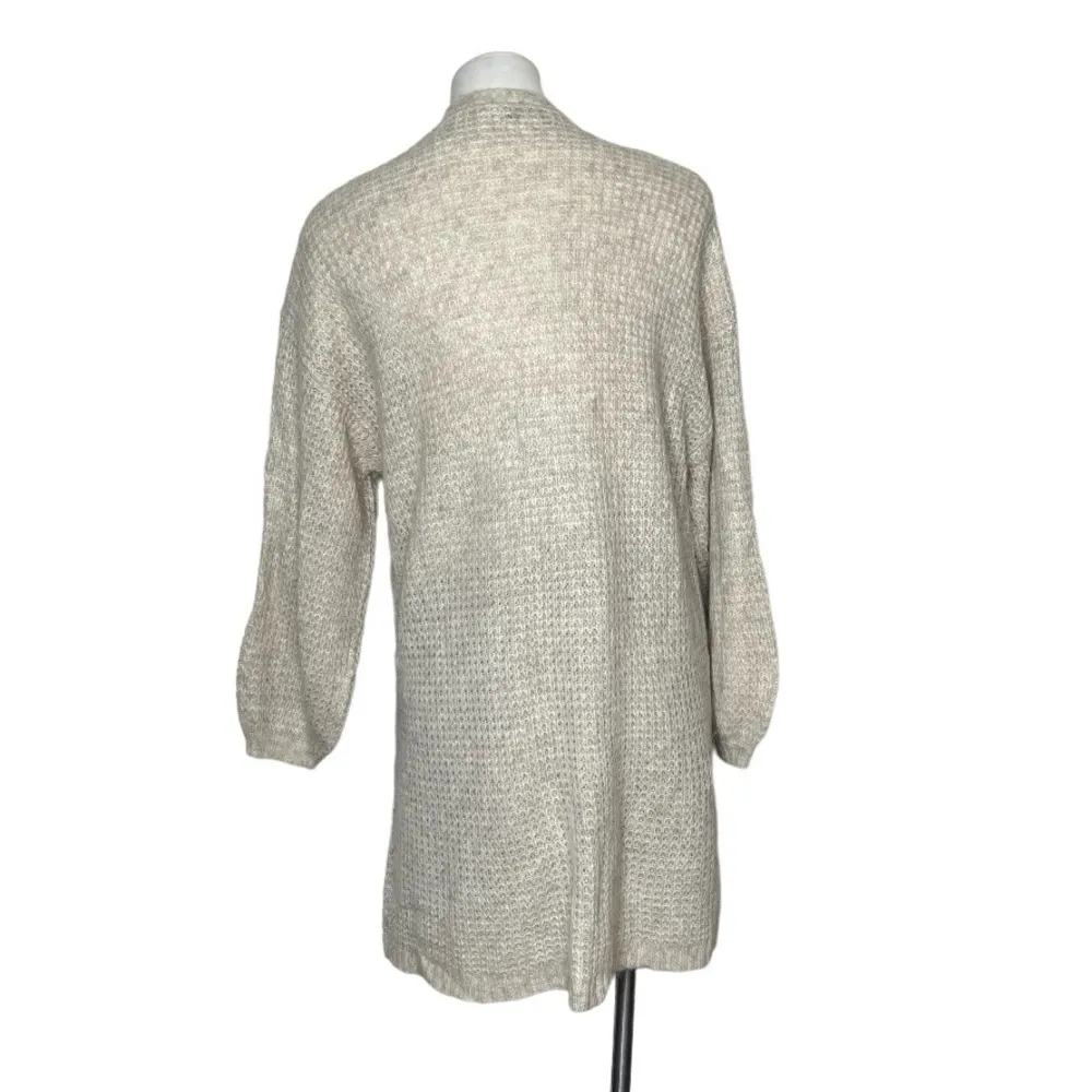 AMERICAN EAGLE Cardigan Open Front Duster Longline Beige Womens Size Large - Image 2