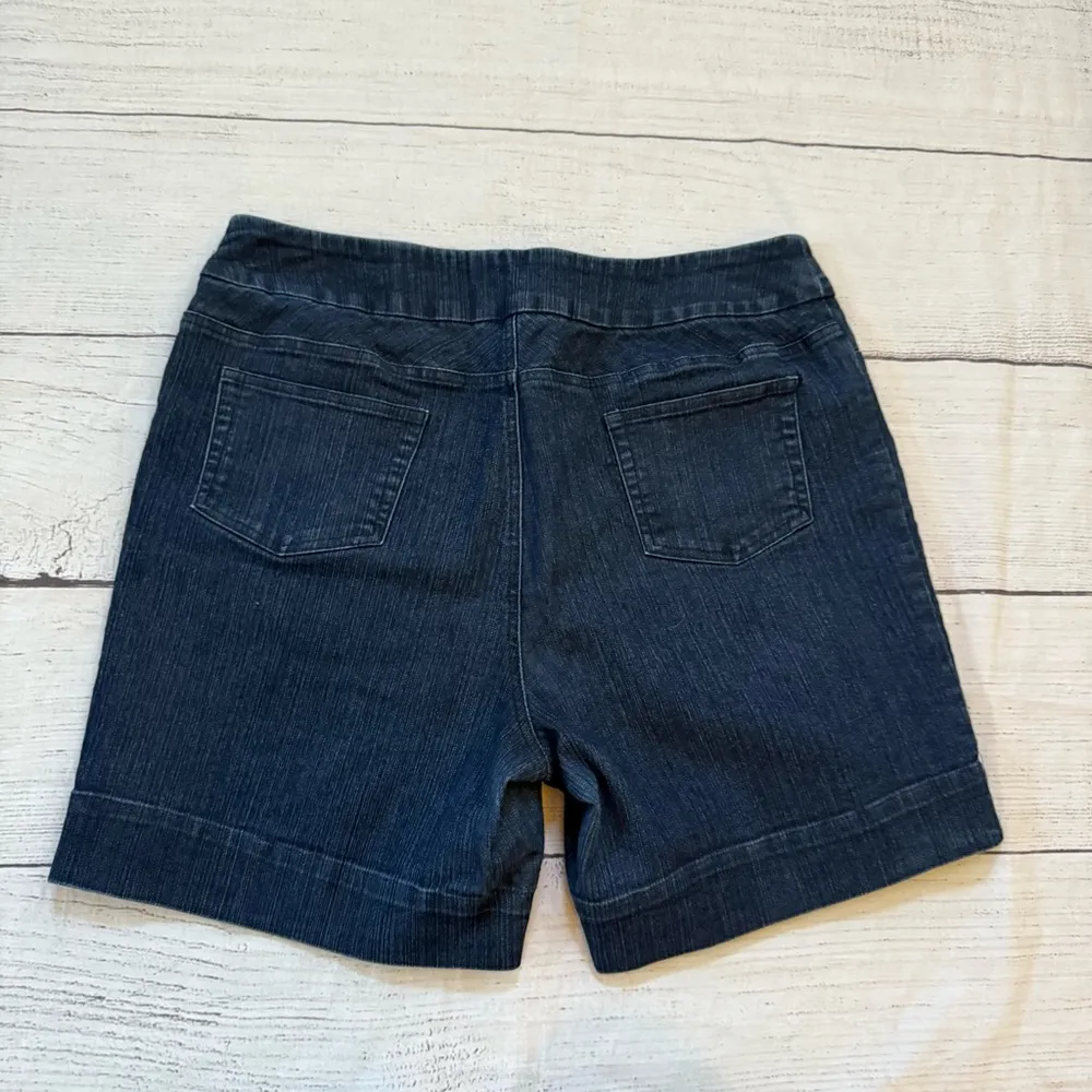 Soft Surroundings Dark Blue Jean Shorts Mid-Thigh Length - Image 7