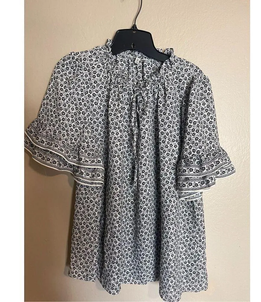 Max Studio Black & White Print Short Sleeve Top 1x - Image 5