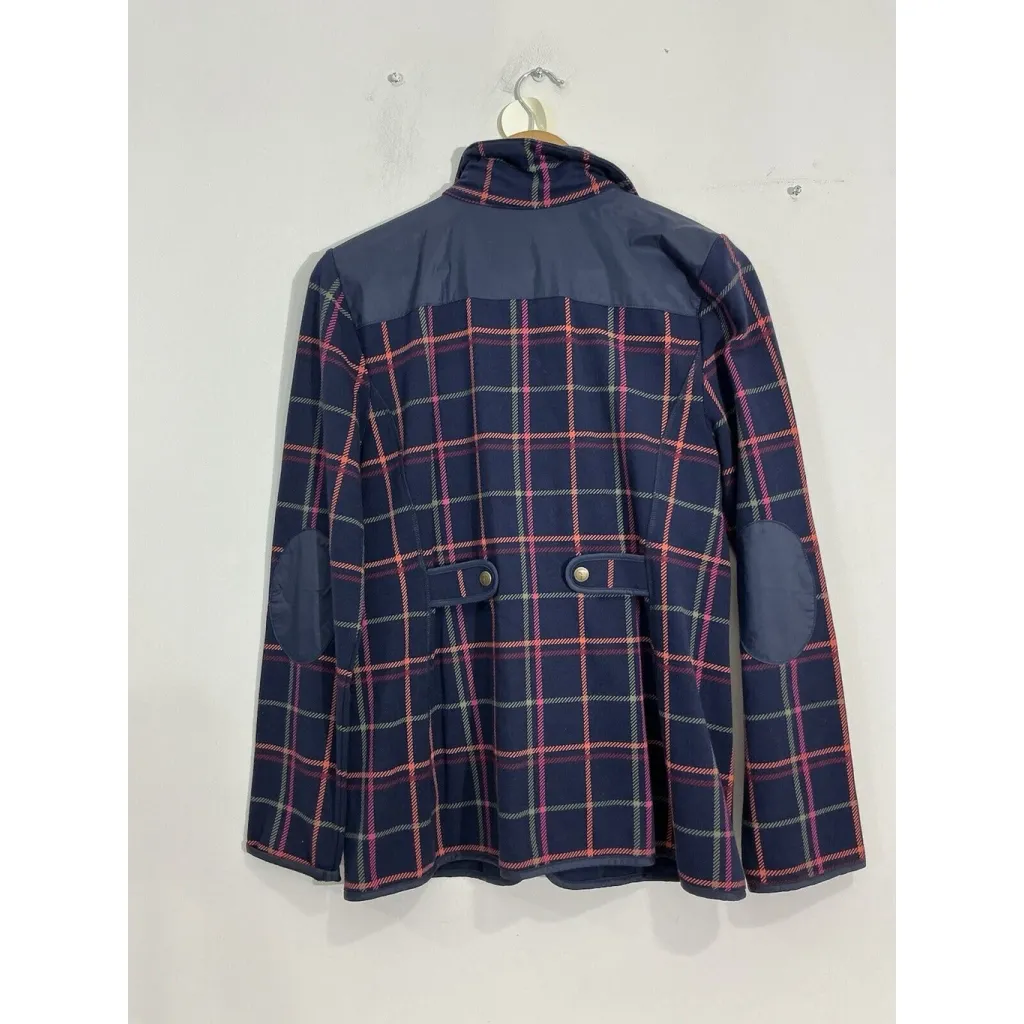 Womans T By Talbots Blue Plaid Small Stretch Zip Up Ligh Weight Jacket - Image 2