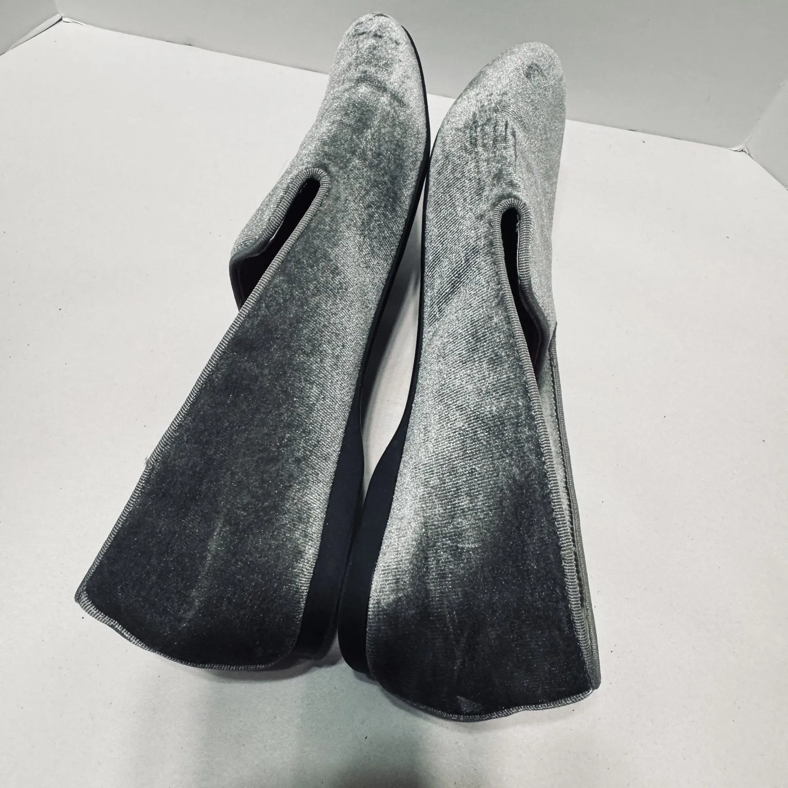 Birdies Flats Womens sz 6 The Starling Gray Velvet Comfort Shoes Loafers - Image 4