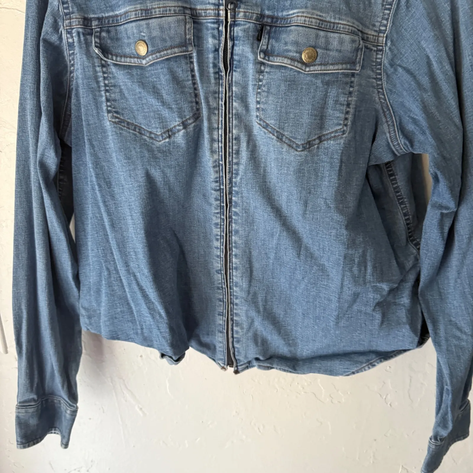 Lauren Jeans Co. Vintage Denim Jean Jacket Full Zip Up Long Sleeve Westerm Women Blue Size M - Image 3