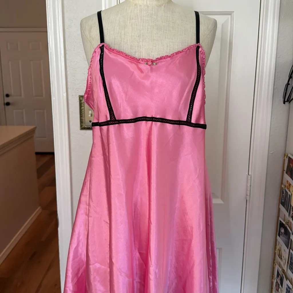 Y2k vintage babydoll satin slip dress Pink Size L - Image 7