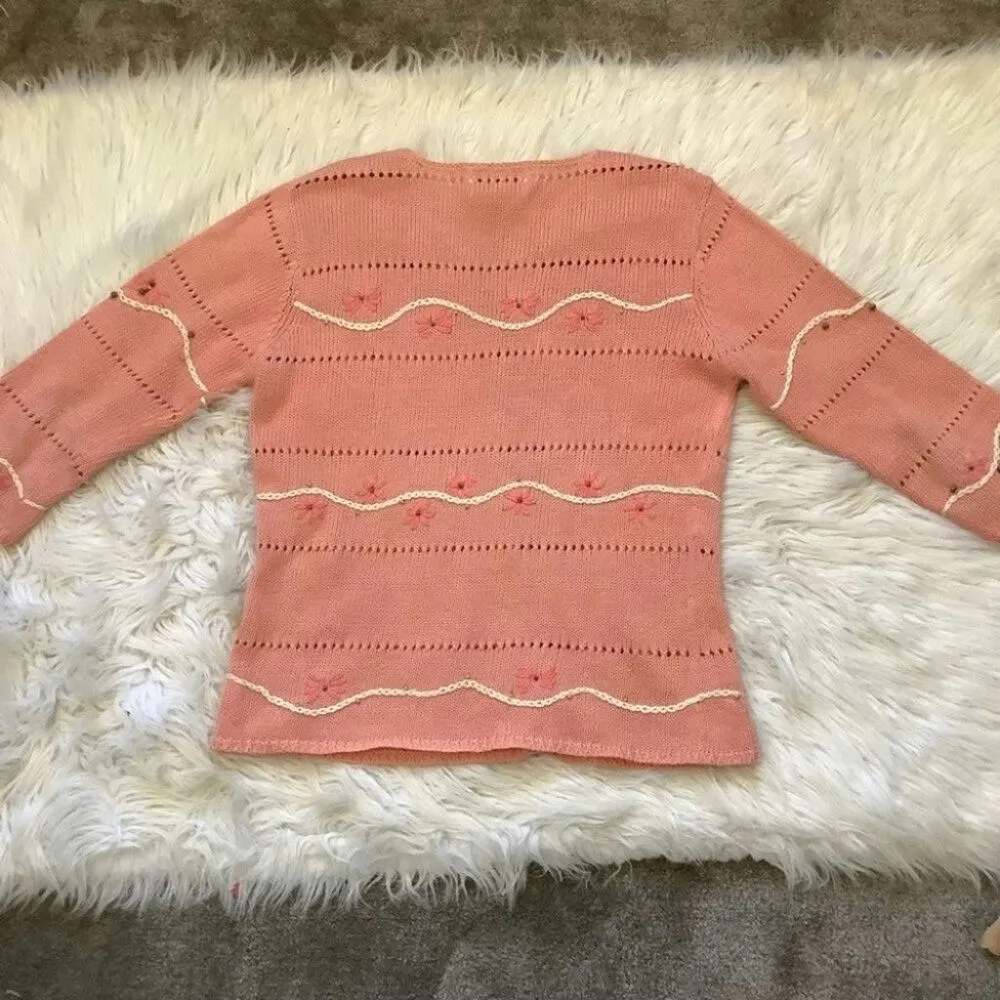 Real Comfort Vintage Bead Wooden Butterfly Cute Kawaii Unique Size Small Sweater - Image 10