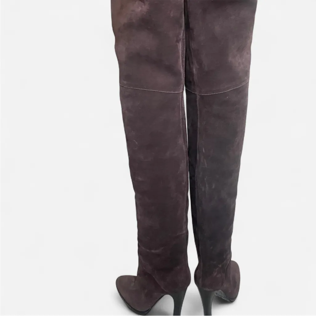 Giuseppe Zanotti Leather Suede Thigh High Stilleto Brown Boots in EU 36 US 6 - Image 4