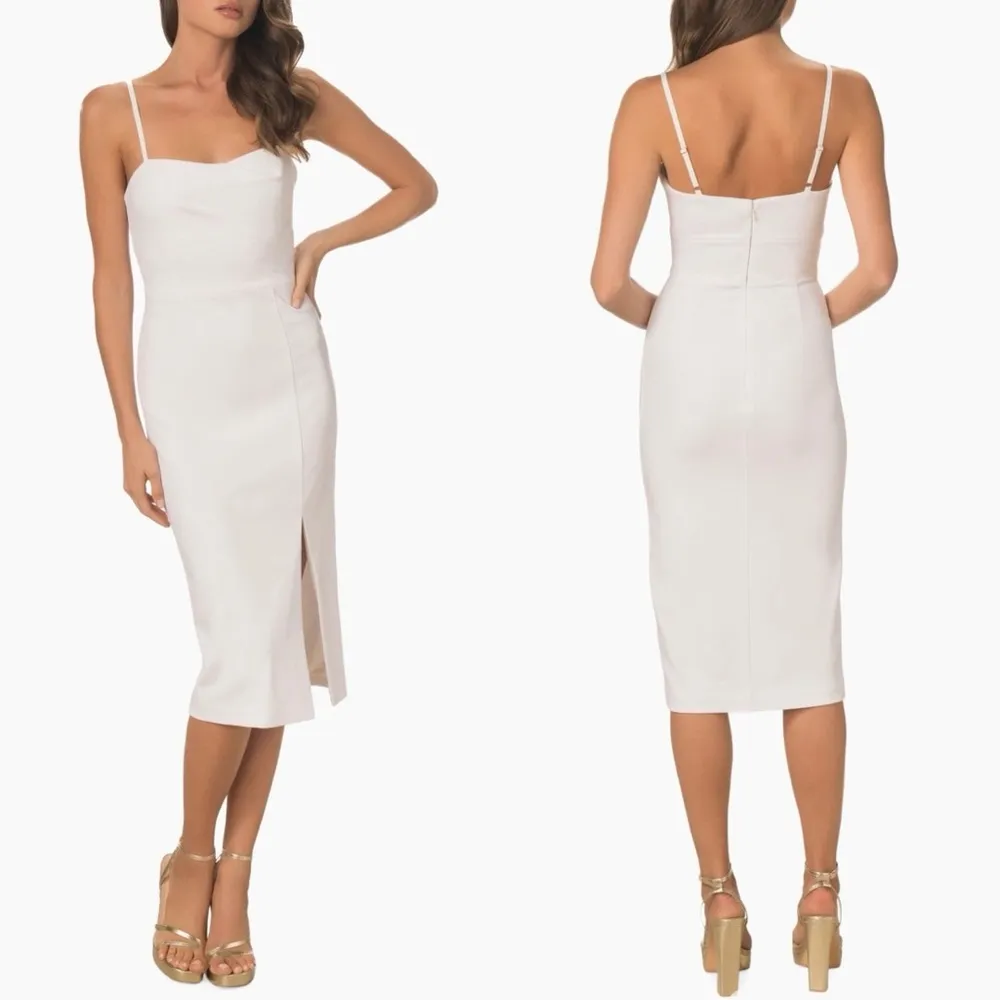 NWOT DRESS THE POPULATION Alana Front Slit Body-Con Dress in White Size S - Image 3
