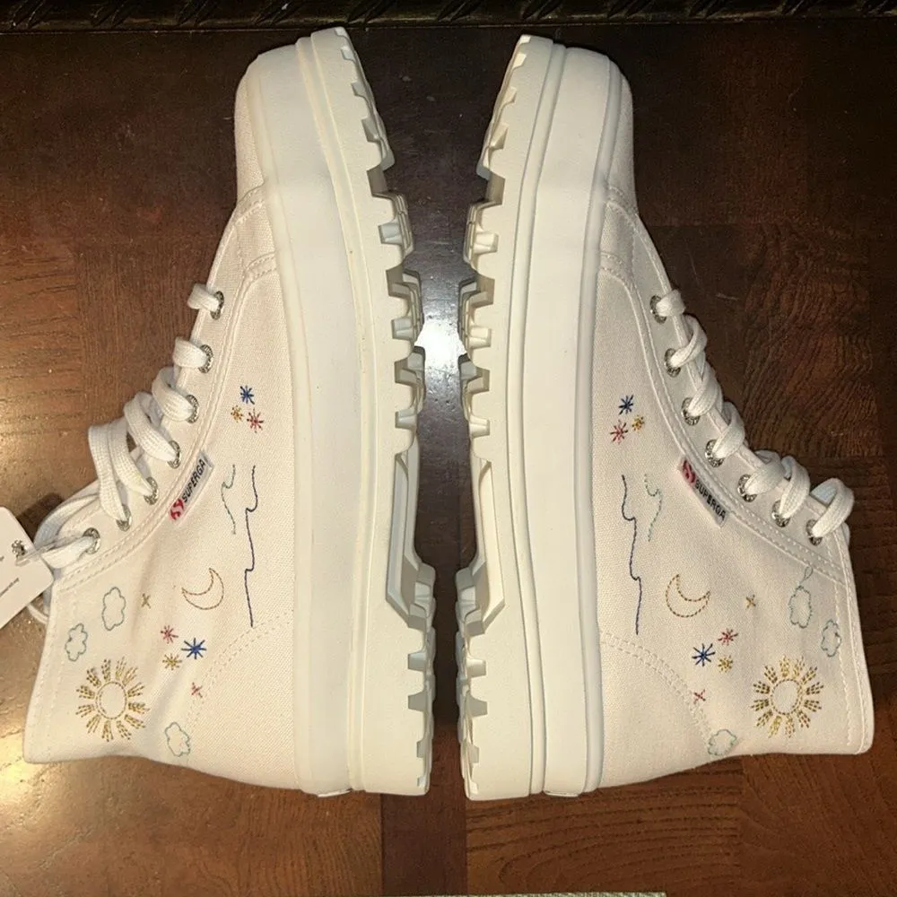 Superga White & Blue  Embroidered Accent Alpina Plao Hightop Sneakers.(Size 7.5) - Image 10