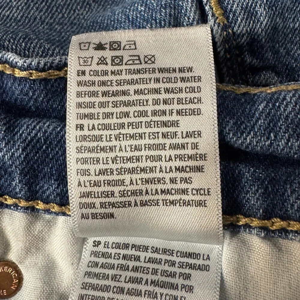 American Eagle SZ 2 Highest Rise 90s Boyfriend Jean Shorts Frayed Hems Whiskered - Image 9