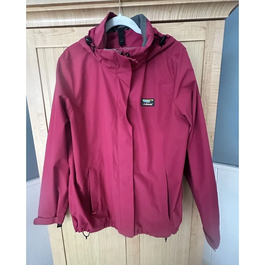 L. L. Bean Women’s Sz L Durable Water-Resistant Full Zip Hooded Burgundy Jacket - Image 9
