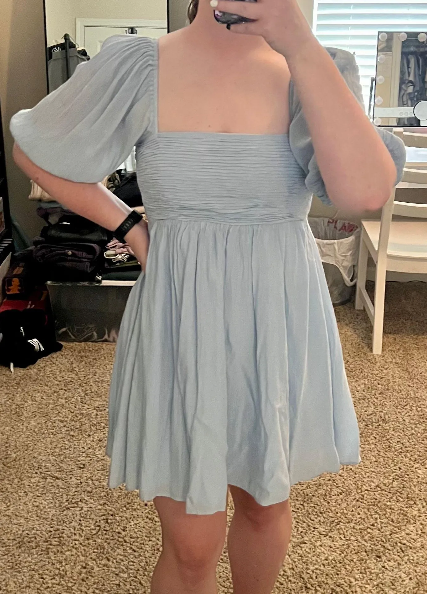 Abercrombie & Fitch Emerson Short-Sleeve Mini Dress Blue Size M Tall - Image 2