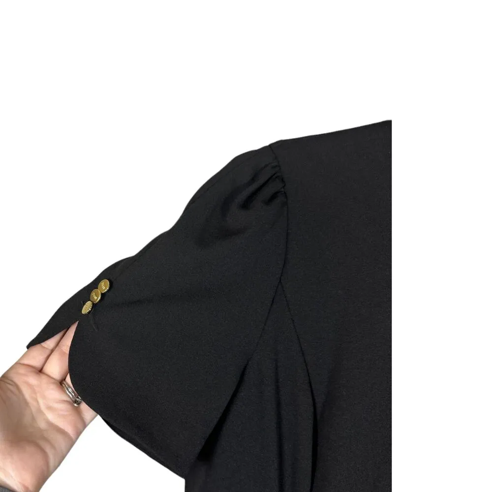 DKNY Button Sleeve Fit and Flare Black Dress Size 12 NEW with Tags - Image 7