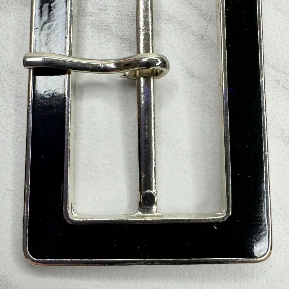 Silver Tone and Black Bar Simple Basic Belt Buckle - Image 6