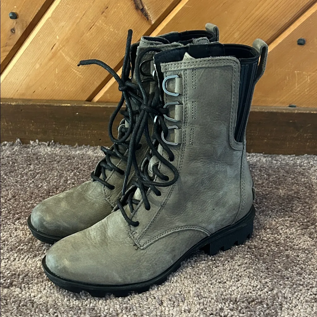 Sorel Phoenix Lace-Up All Weather Winter Combat Boots in Gray Alpine Tundra - Image 5